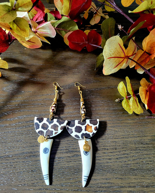 Brass and Bone Earrings Set D