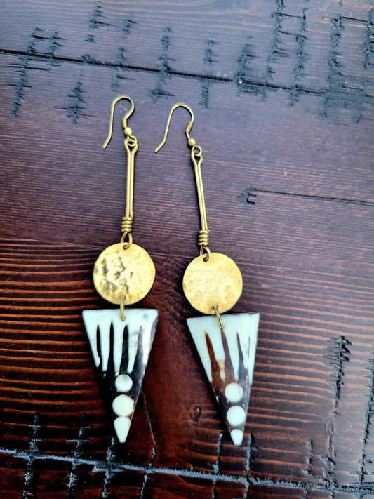Brass and Bone Earrings- Mariama