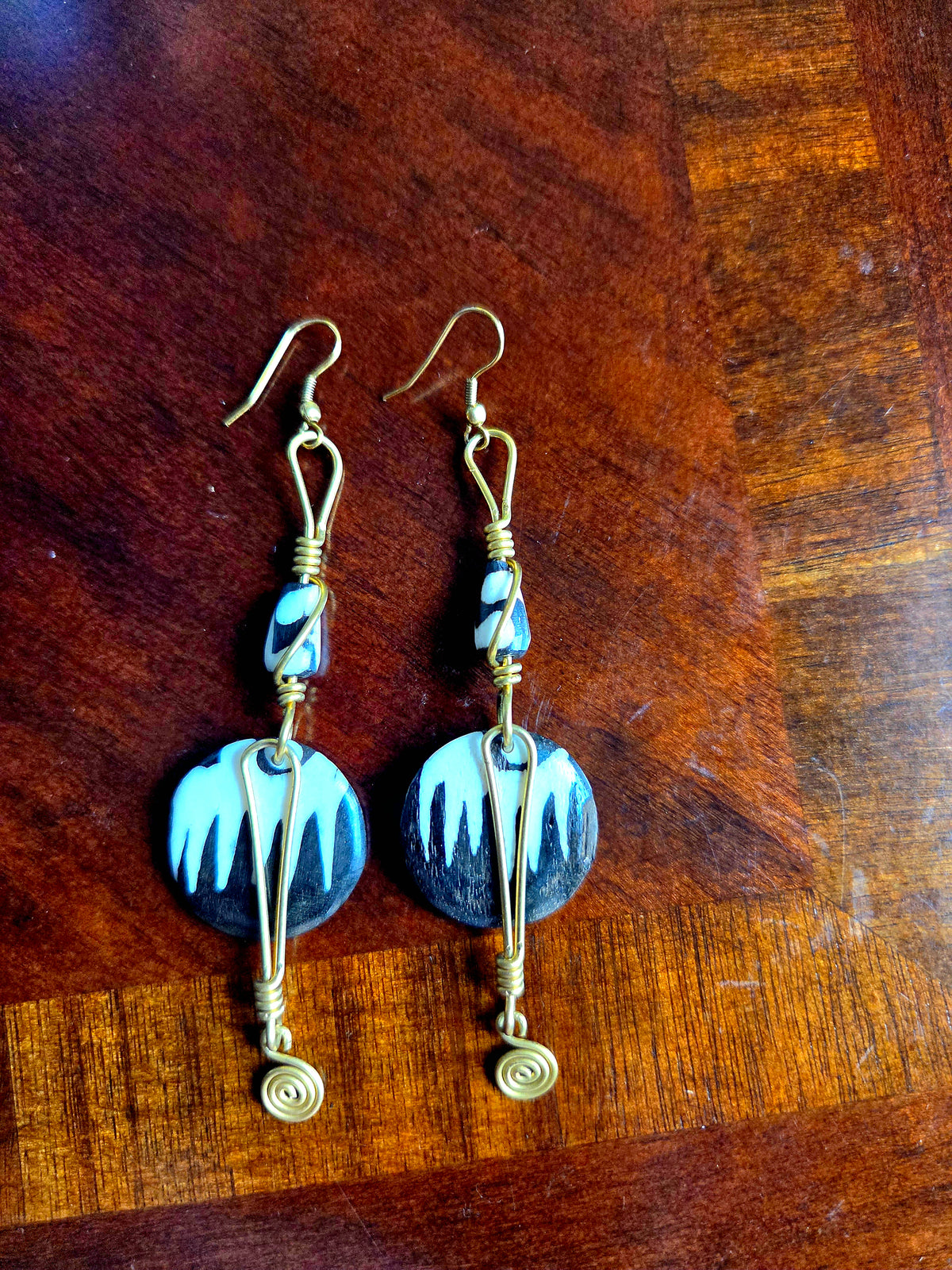 Brass and Bone Earrings Set J