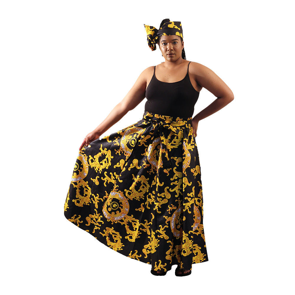 African Print Long Skirt & Wrap