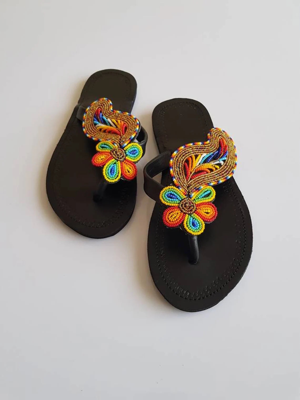 Maasai sandals for women , Summer sandals , Brown leather open shoes