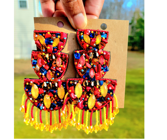 Large Beaded Earrings, Statement Boho Earrings, Native American Beaded Earrings, Long Beaded Earrings, Beaded Statement Earrings, Handmade