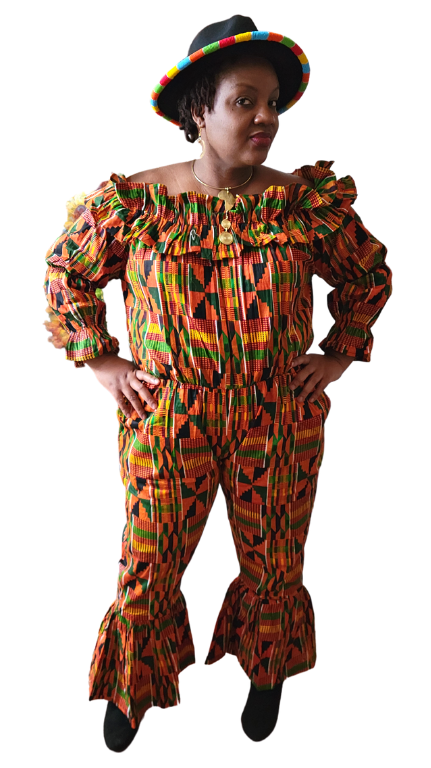 Monrovia Girl Flared Bottom Kente Jumpsuit