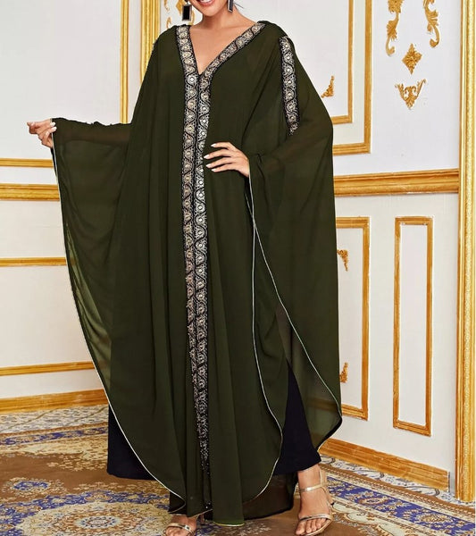 Royal Moroccan Dubai Kaftan Arabic Abaya Maxi Hand Beaded Caftan Farasha Floor Length Party Wedding Gown Beach Stylish Jalabiya Women Dress