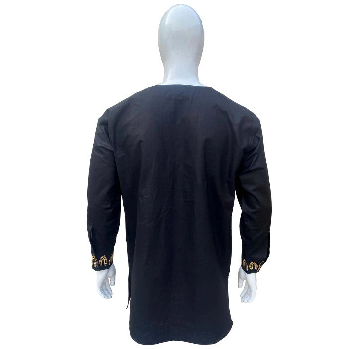 Black & Gold Men Embroidery Shirt