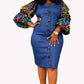 Yatta -Zoe  Ankara Denim Dress