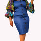 Yatta -Zoe  Ankara Denim Dress