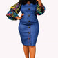 Yatta -Zoe  Ankara Denim Dress