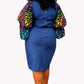 Yatta -Zoe  Ankara Denim Dress