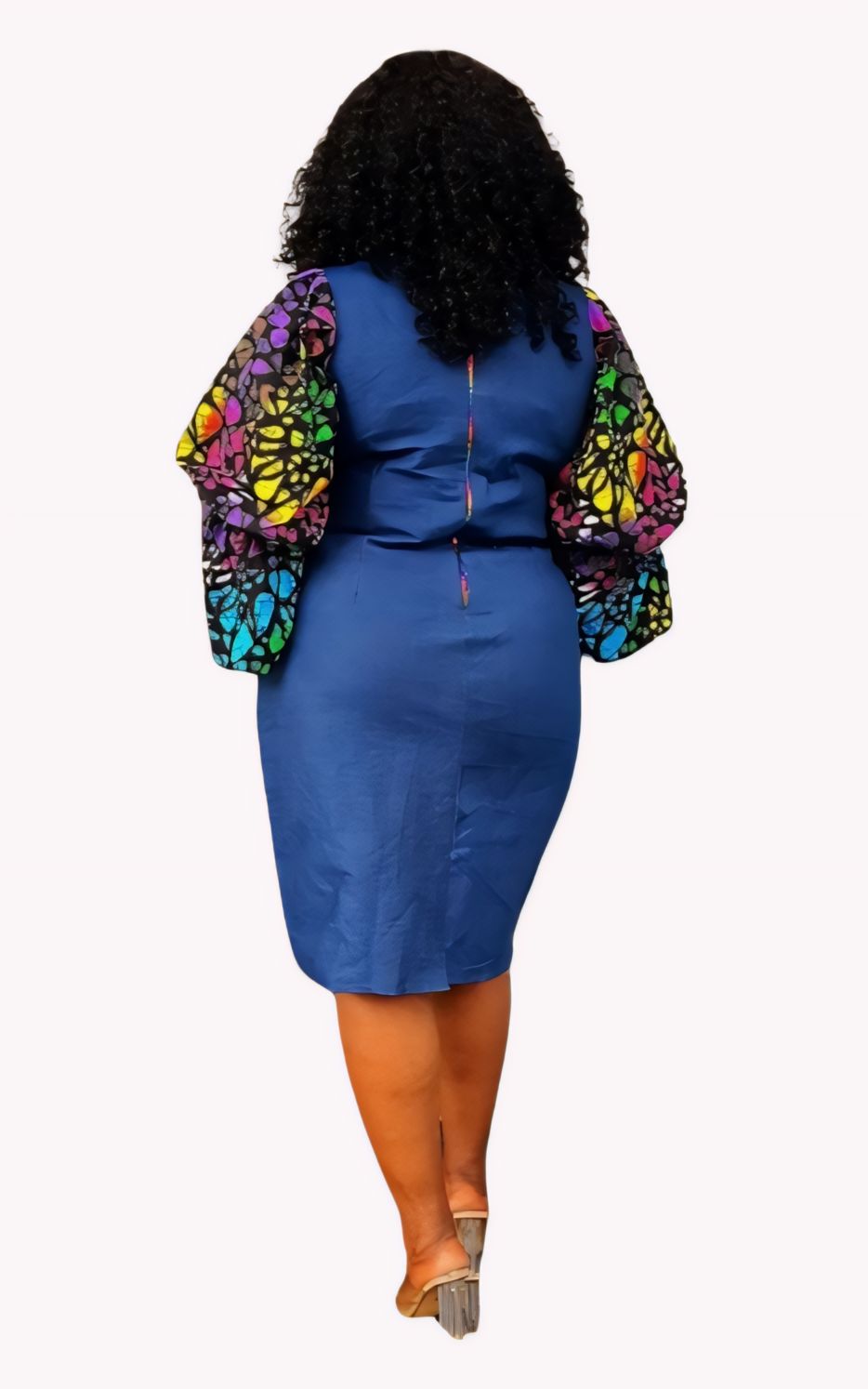 Yatta -Zoe  Ankara Denim Dress