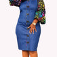 Yatta -Zoe  Ankara Denim Dress