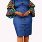 Yatta -Zoe  Ankara Denim Dress