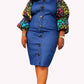 Yatta -Zoe  Ankara Denim Dress