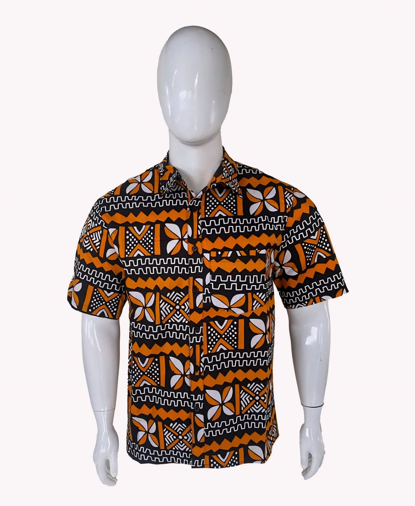 Tamba Men's African Print Button-Up Shirt