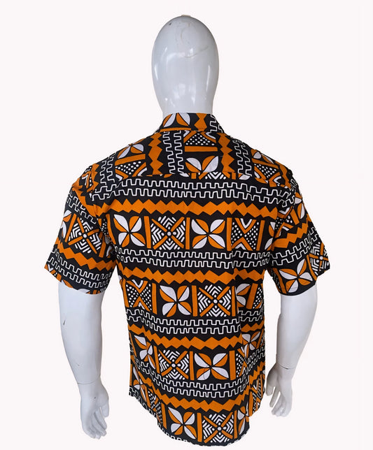 Tamba Men's African Print Button-Up Shirt