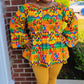 Yahden Women's Kente Bell Sleeve Top