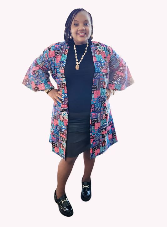 Ade's Ankara  Reversible Jacket with Two Sided Belt