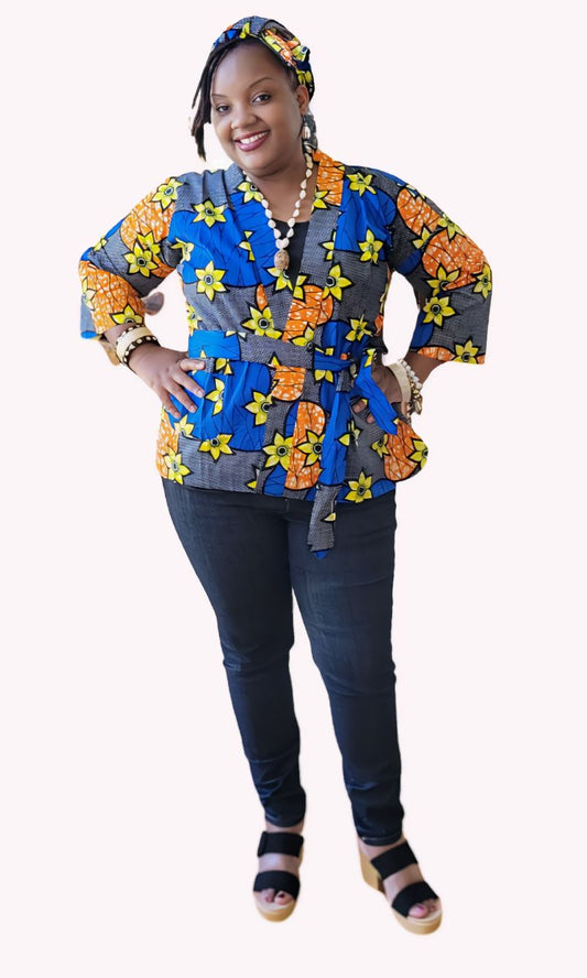 Frannie's Ankara Short Kimono Jacket Collection -Print A