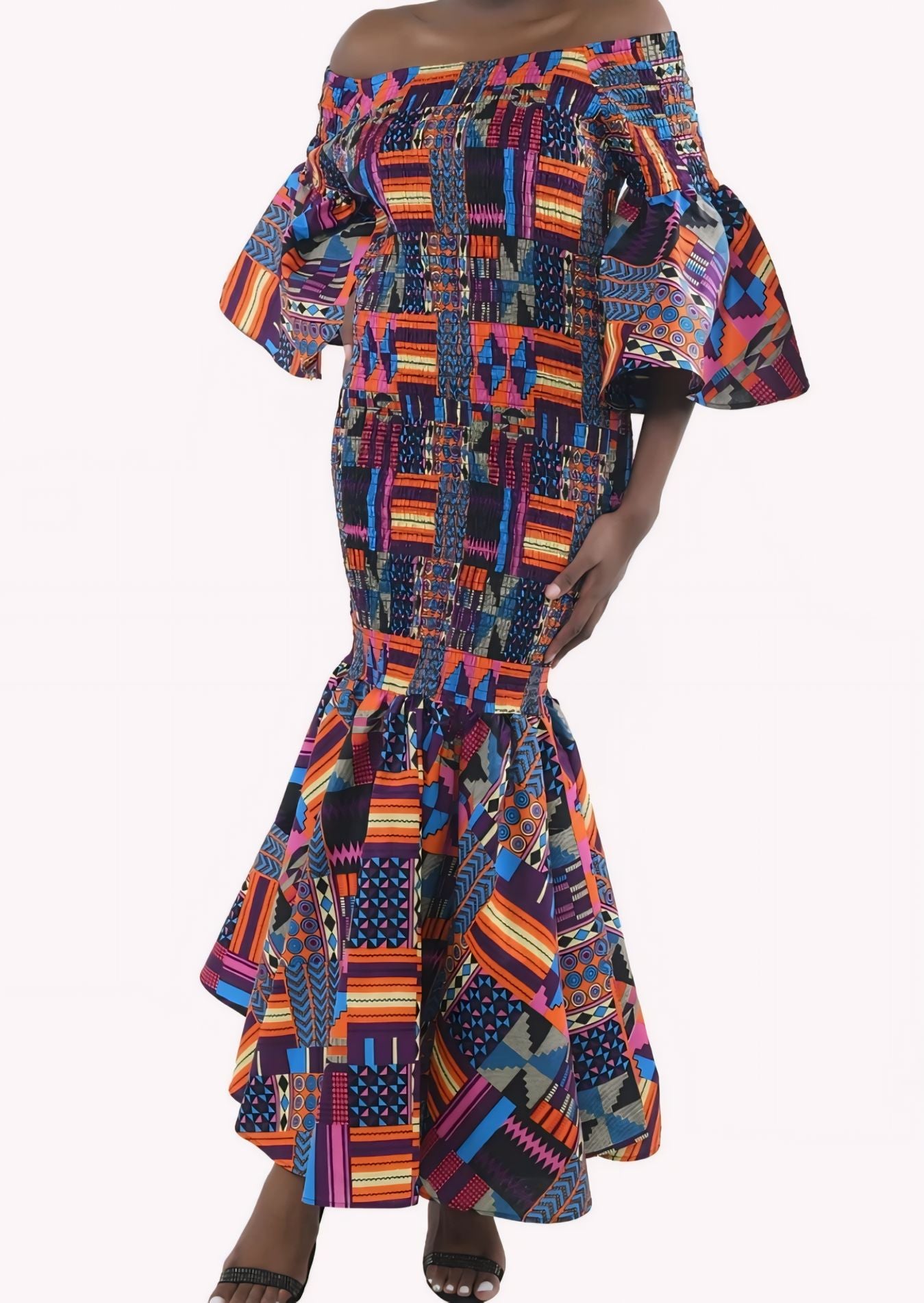 Yahden Women Ankara Smocked Fishtail Dress