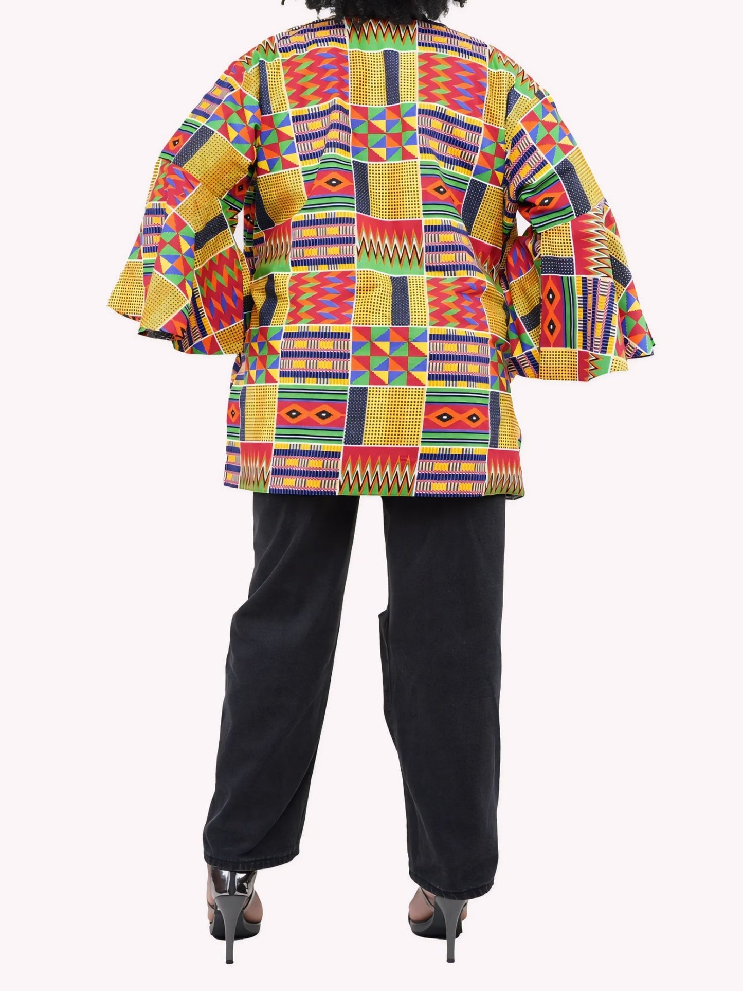 Yahden Women Ankara Short Reversible Kimono Jacket with Side POCKETS-Print B