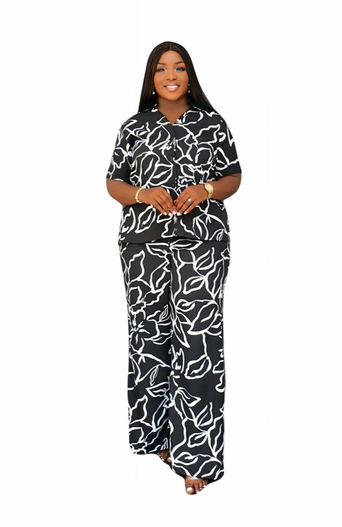 Yatta-Zoe Luxury Two Piece Pant Suit-Print A