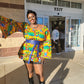 Yahden Women's Kente Bell Sleeve Top