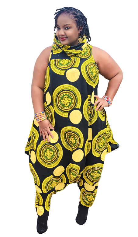 Yassa's Cowl Neck Jumpsuit - Print A-C