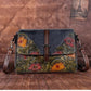 Aimee Genuine Leather Crossbody Bag for Women – Embossed Floral Shoulder Bag with Adjustable Strap, Vintage Designer Leather Purse, Satchel Style
