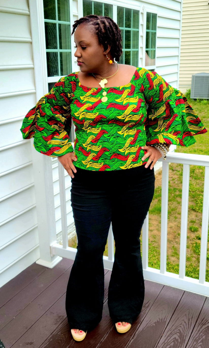 Yah'den's Pan African Ankara Smoked Crop Top