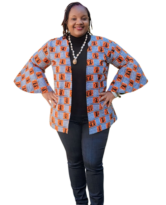 Yahden Women Ankara Short Reversible Kimono Jacket with Side POCKETS-Print A