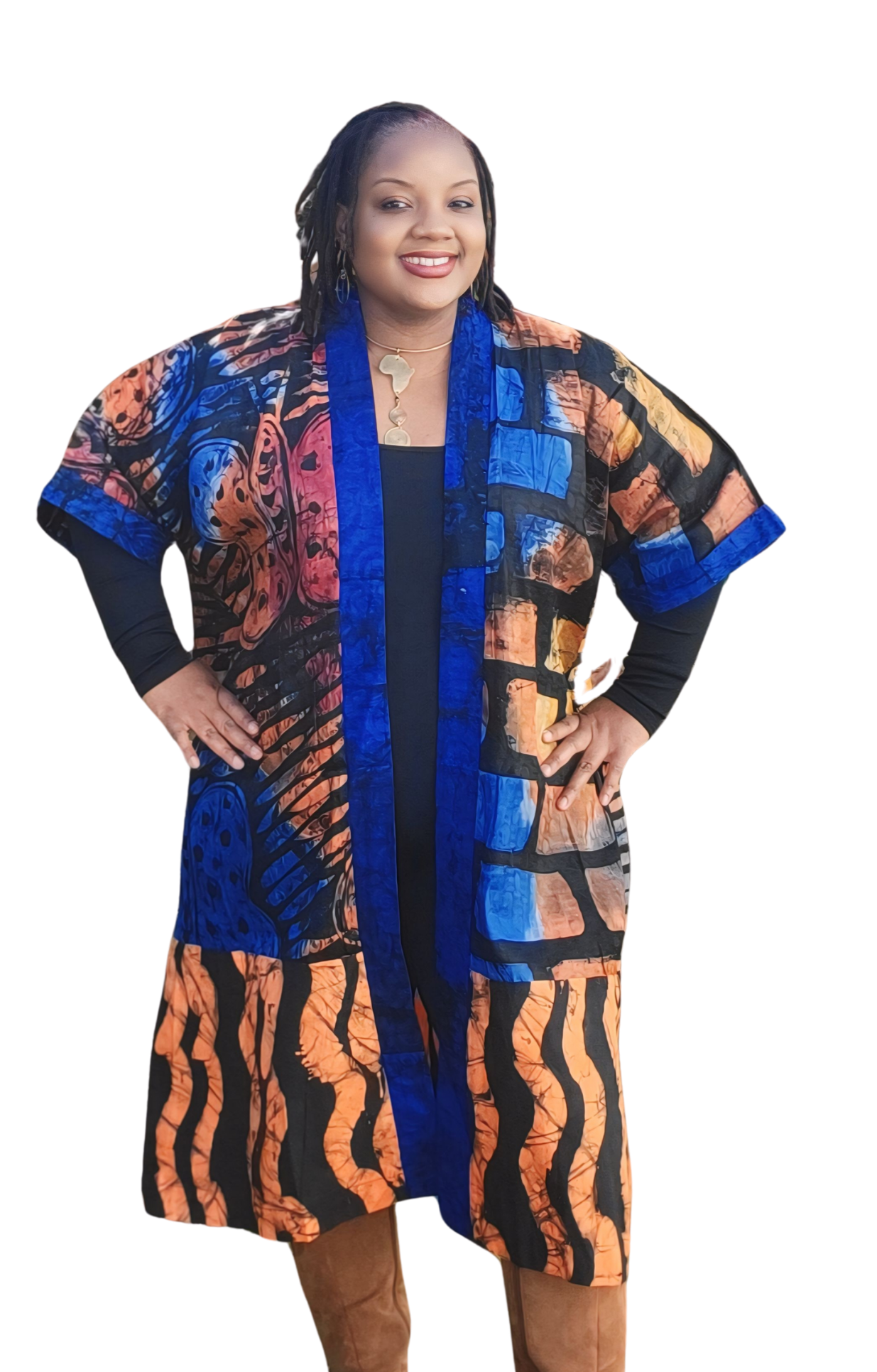 Yamah Short Sleeved Adire Kimono-Print A