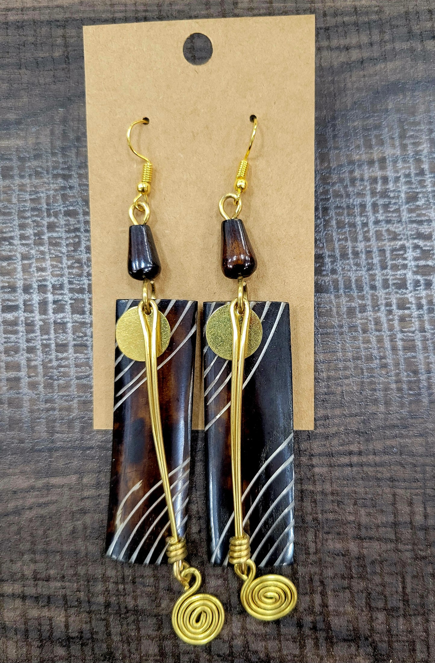 Brass and Bone Earrings Set C