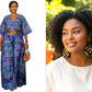 ZURI Adire Jumpsuit - Print F (Size 10/12) + Adamas Large Beaded Mudcloth Earrings-Ade