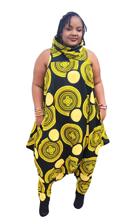 Yassa's Cowl Neck Jumpsuit - Print A-C