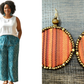 Zuri Unisex Luxe Adire Pants - Print C + Adamas Large Beaded Mudcloth Earrings-Ife
