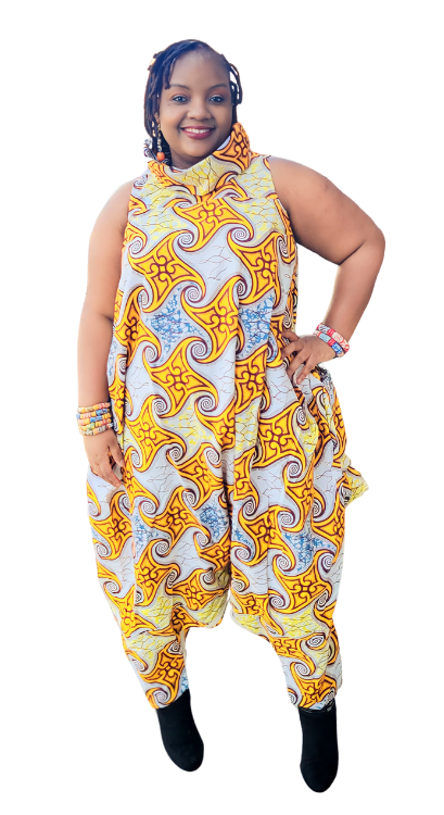 Yassa's Cowl Neck Jumpsuit - Print D