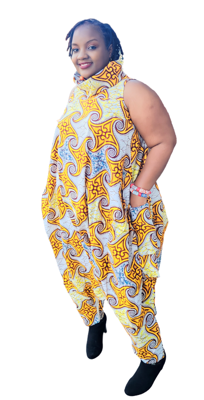 Yassa's Cowl Neck Jumpsuit - Print D