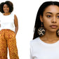 Zuri Unisex Luxe Adire Pants - Print B + Adamas Large Beaded Mudcloth Earrings-Ayo