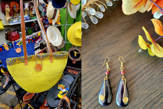 Kenyan Kiondo Bag & Earrings Gift Set