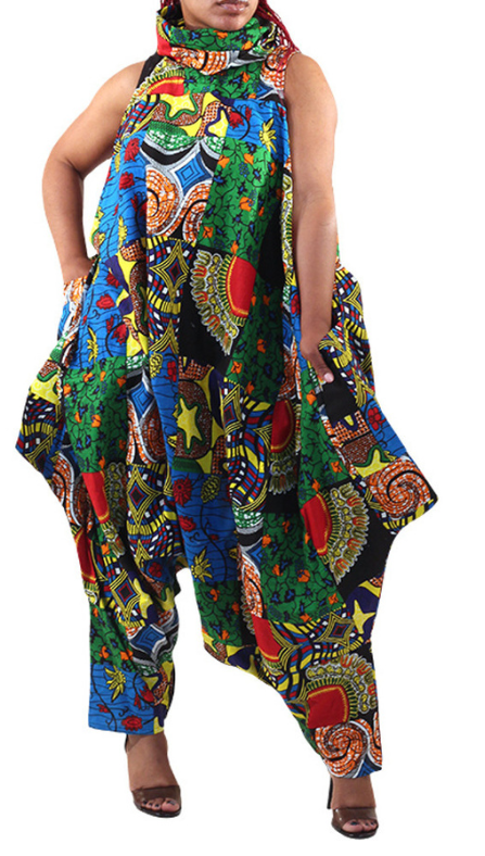 Yassa's Cowl Neck Jumpsuit - Print A-C