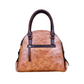 Amelie Genuine Leather Handbag for Women – Embossed Floral Design Shoulder Bag with Bamboo Handle, Crossbody Bag with Twin Zippers