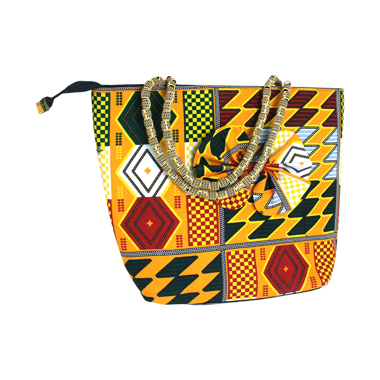 Abina's African  Bow-Beaded Tote Bag