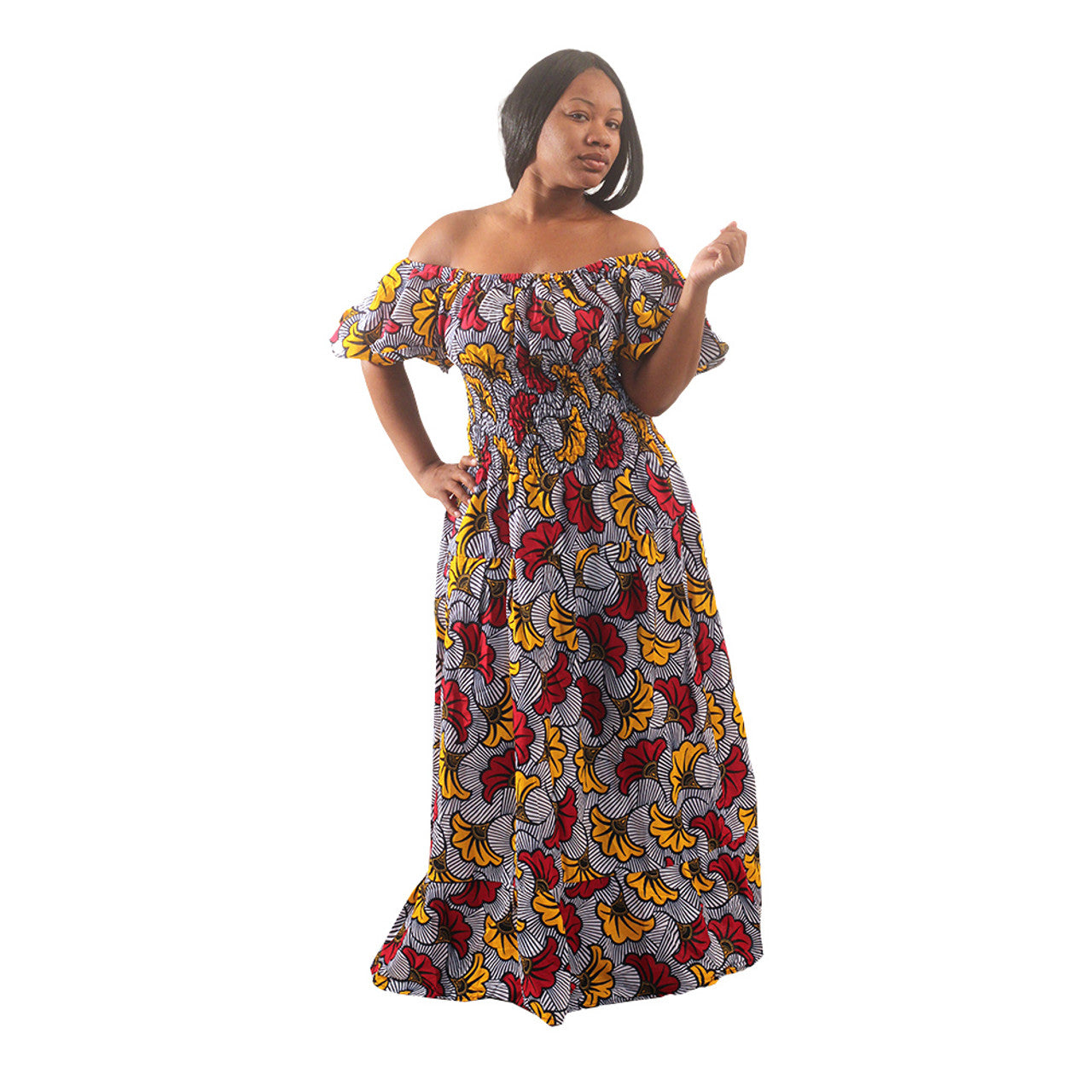 Yamah's Ankara Floral Print Maxi Dress