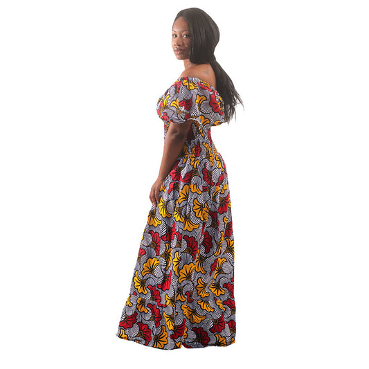 Yamah's Ankara Floral Print Maxi Dress