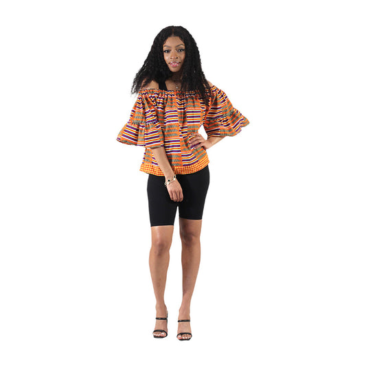 Yah's Kente Off Shoulder Top