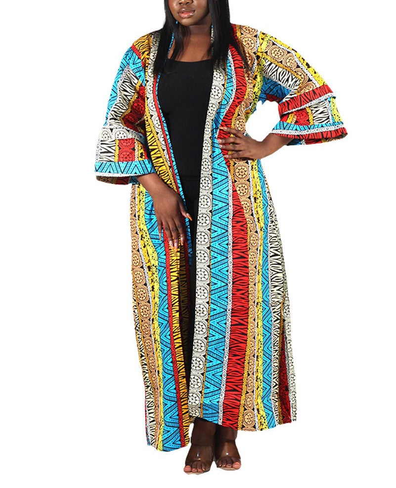 Ade's African Kimono Collection For Women with BIG POCKETS | Plus Size Kimono | Oversized Ankara Jacket | Mudcloth Tops | Bohemian Kimono Boho