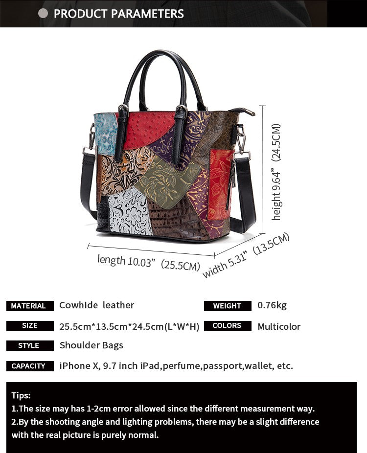 The Essence Patchwork  Genuine Leather Bag