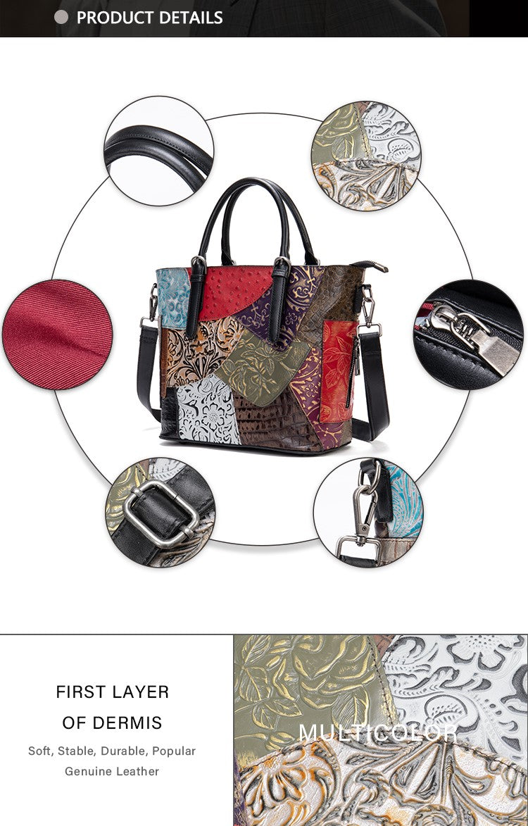 The Essence Patchwork  Genuine Leather Bag