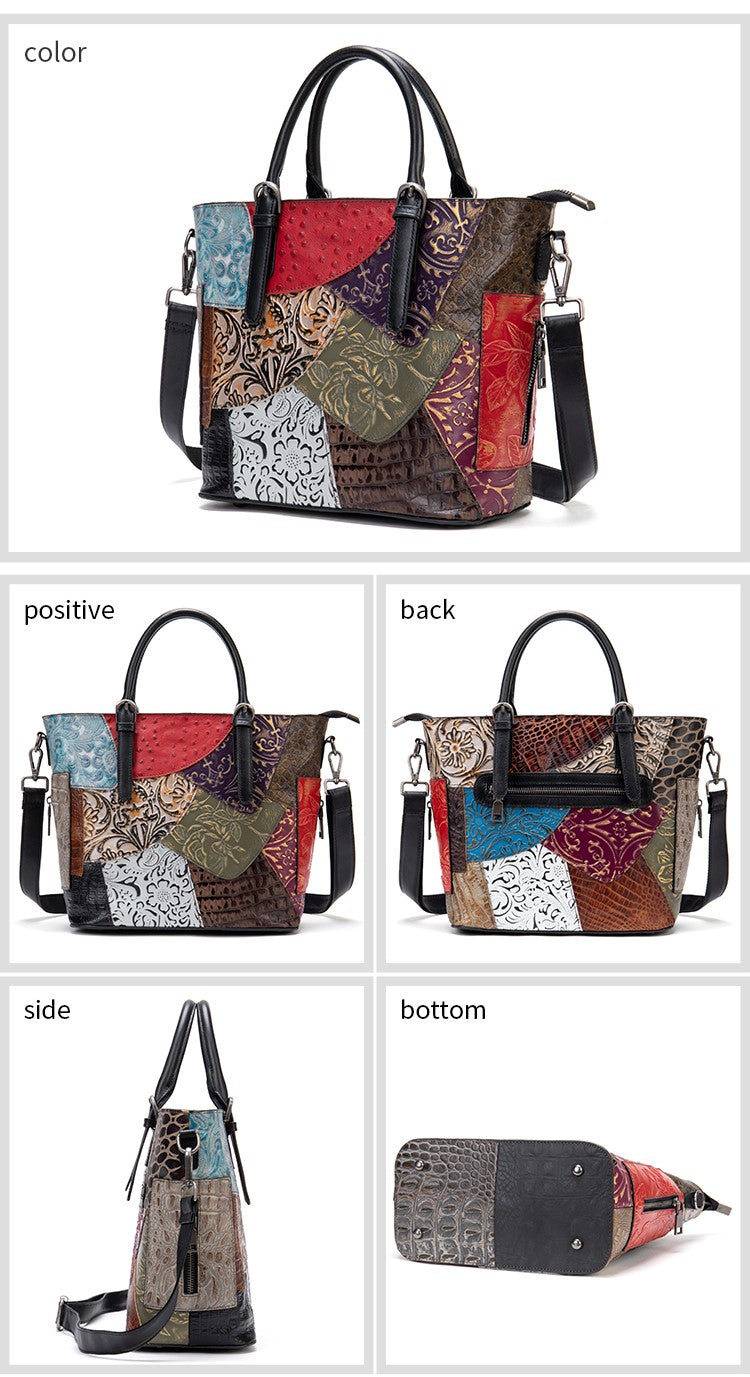 The Essence Patchwork  Genuine Leather Bag