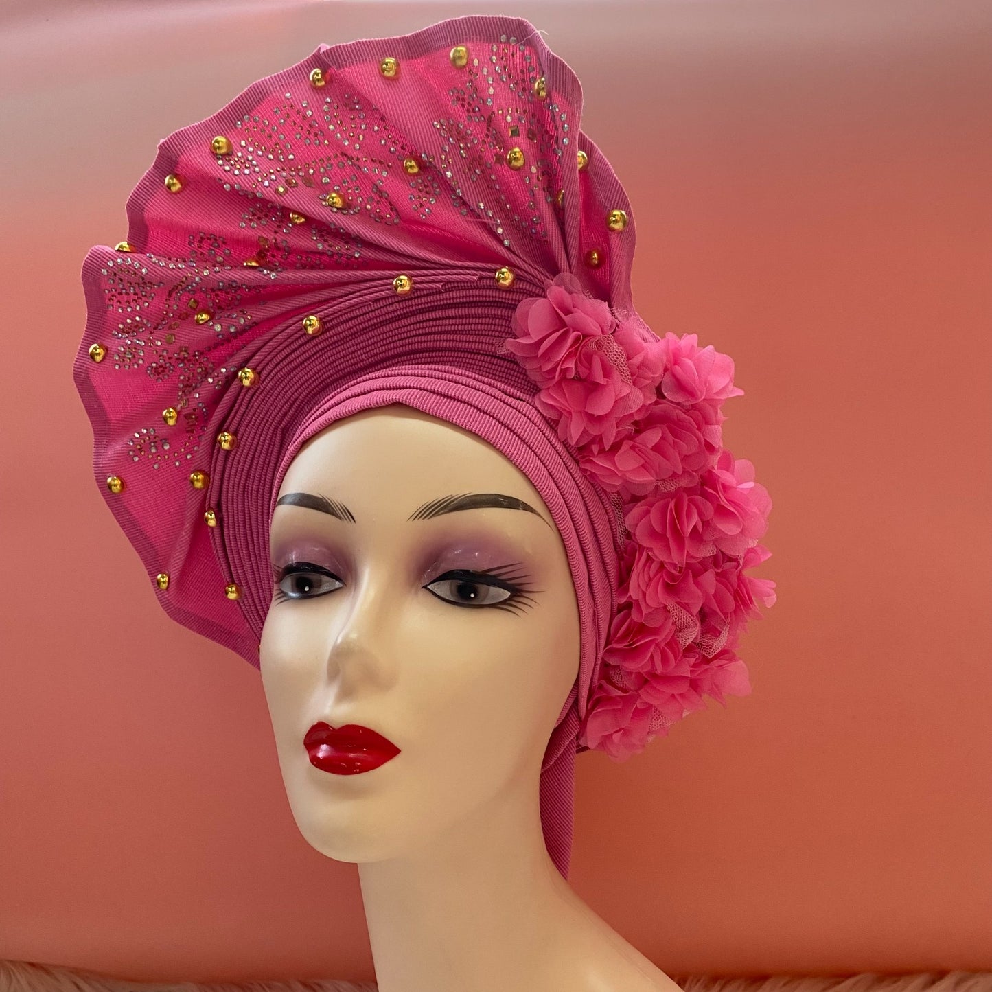 Pretied Turban- Luxury Nigerian Aso Oke Headtie Already Made African Headtie Women Headbands Head Wrap Turban Cap Auto Gele Headties Femme Headscarf Headgear Sewing Fabric For Party